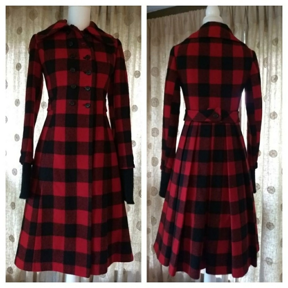 Vintage Plaid Wool Coat - Picture 2 of 5